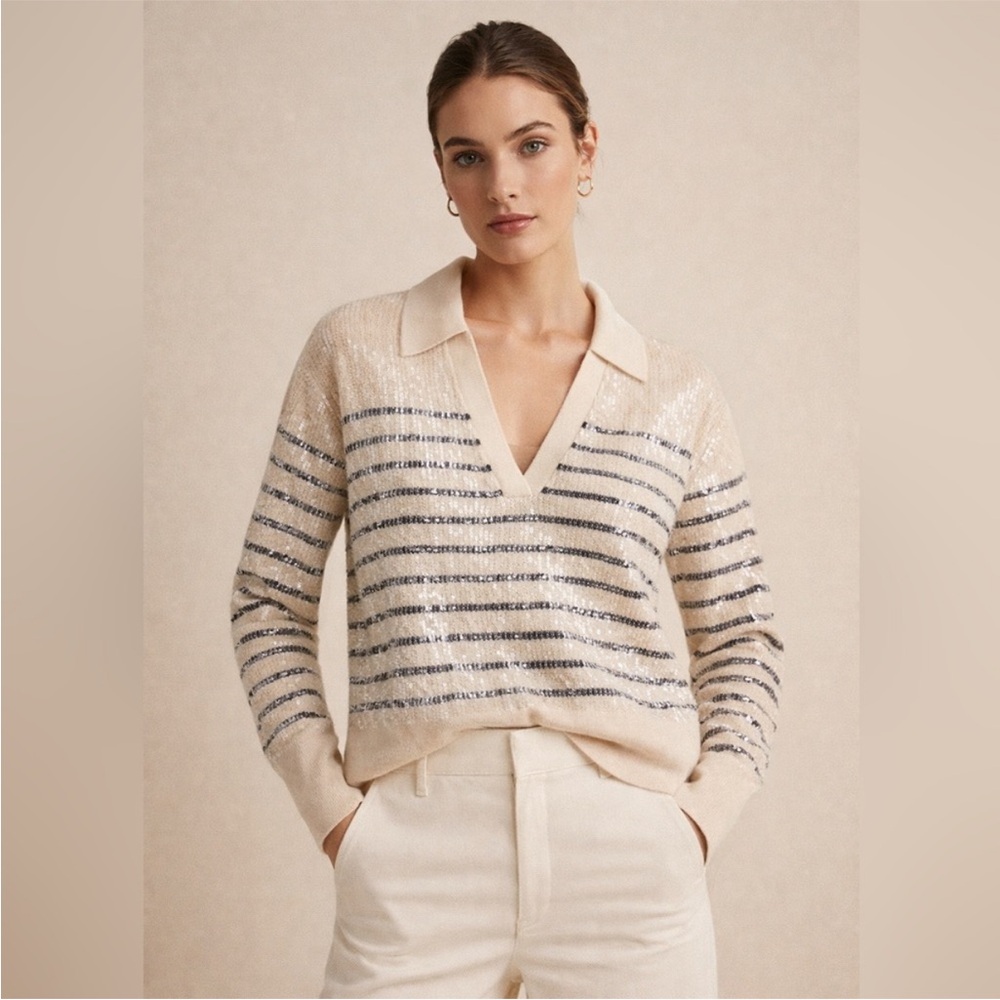 J.‎ Crew Collared sequin sweater in stripe